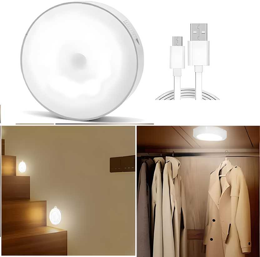 Motion Sensor LED Night Light – USB Rechargeable, Wireless & Self-Adhesive