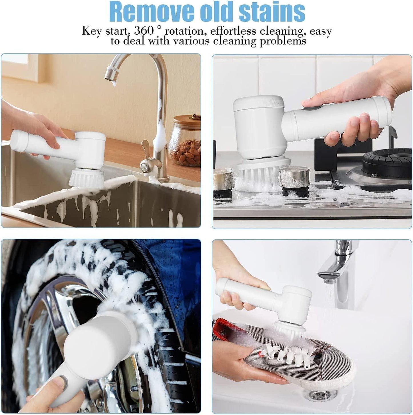 5-in-1 Handheld Bathroom Cleaning Brush – Rechargeable Power Scrubber