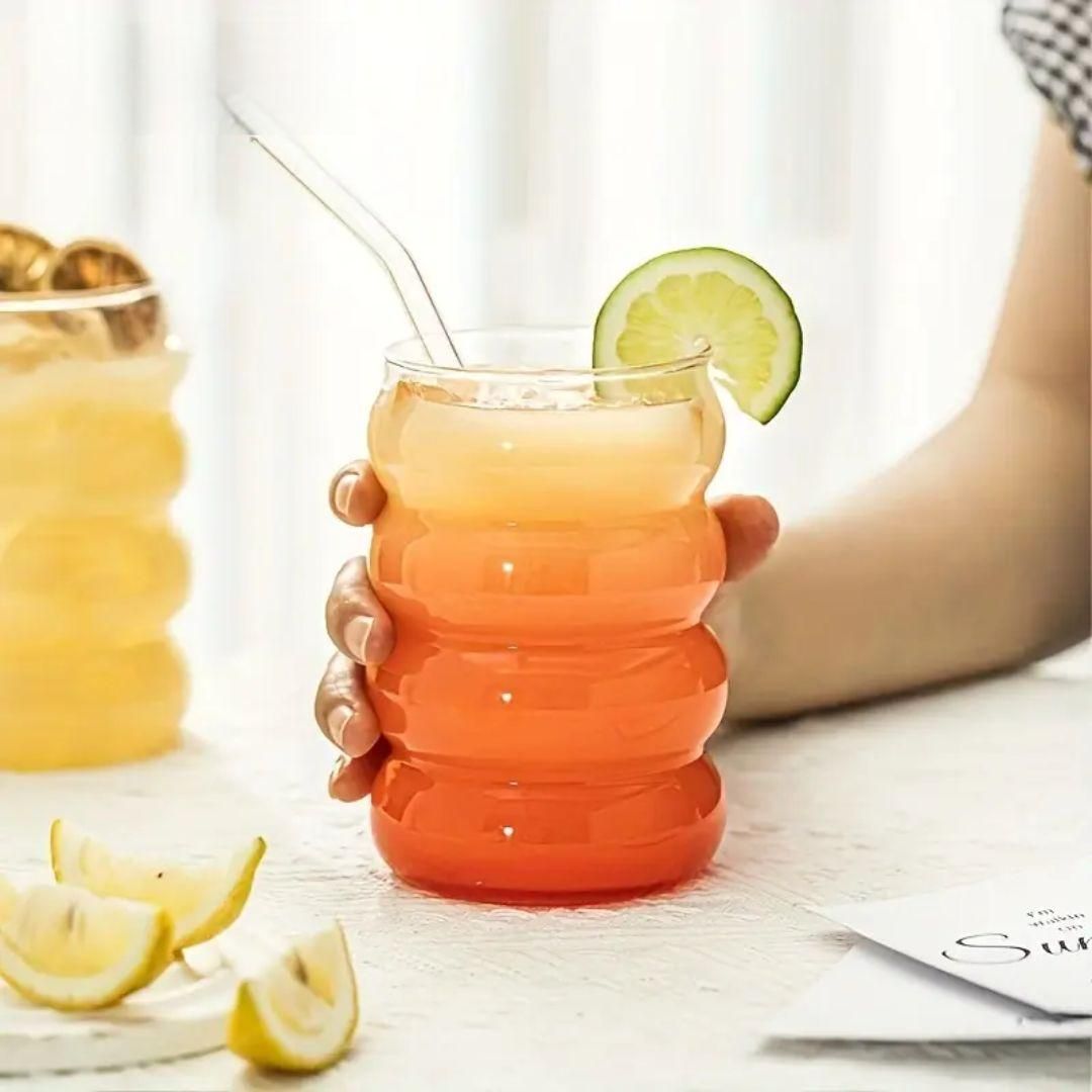 Wave Shape Glass with Wood Cap