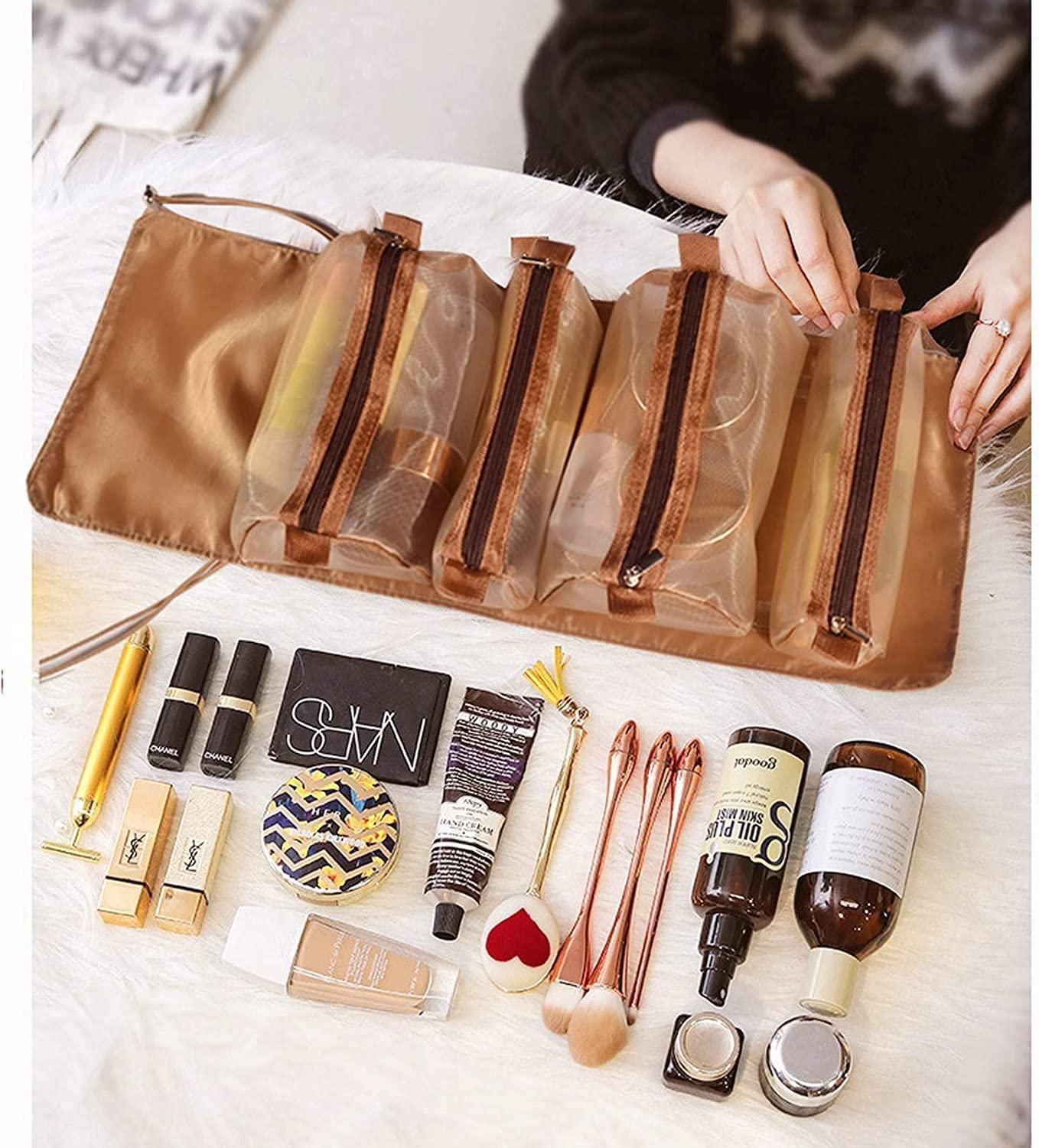 4-in-1 Travel Toiletry & Makeup Bag – Foldable Hanging Cosmetic Organizer