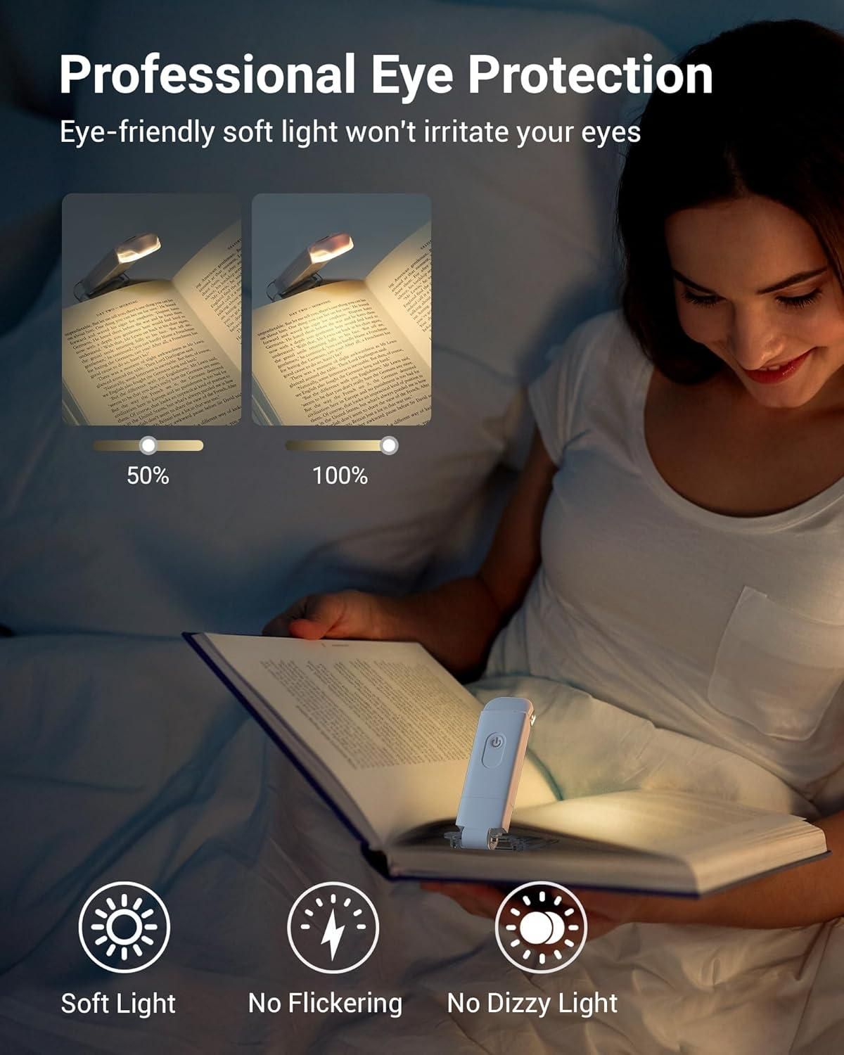 USB Rechargeable Book Reading Light – Adjustable Brightness, Eye-Protective