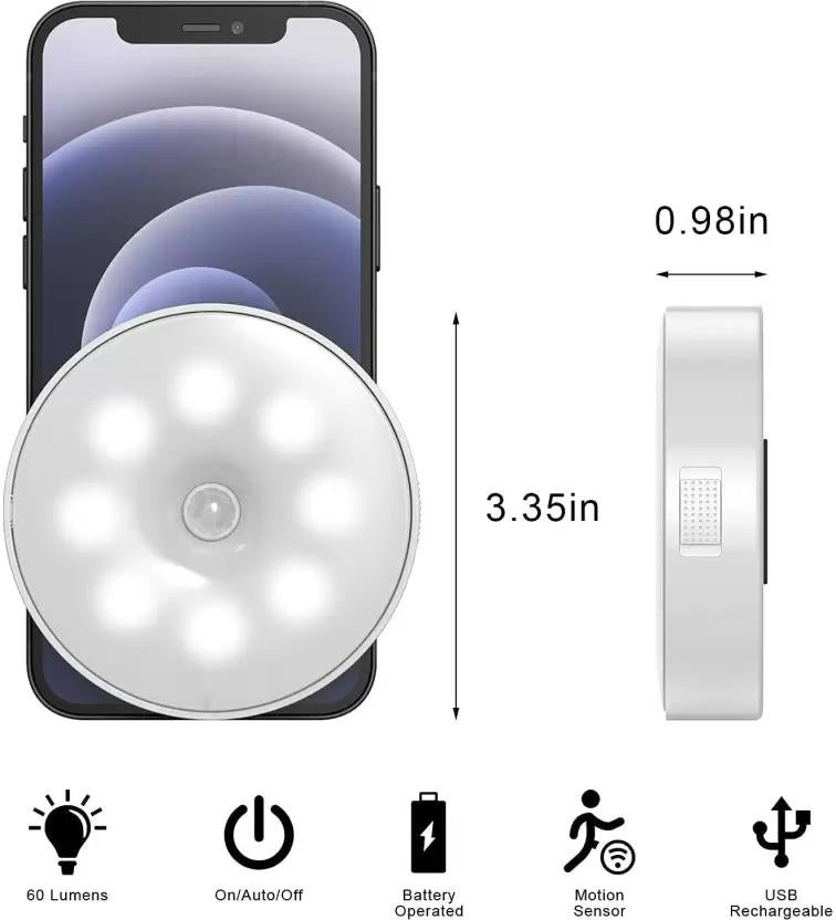 Motion Sensor LED Night Light – USB Rechargeable, Wireless & Self-Adhesive